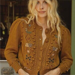 doen forget-me-not emboidered cardigan